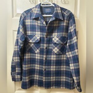 Vintage Pendleton Blue and Gold Wool Board Shirt